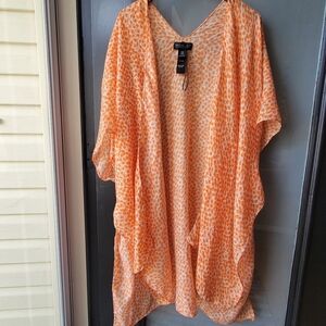 Rachel Zoe Vibrant Orange Tunic One Size Soft Lightweight Front Open